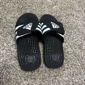 Adidas Black and White Comfort Slides